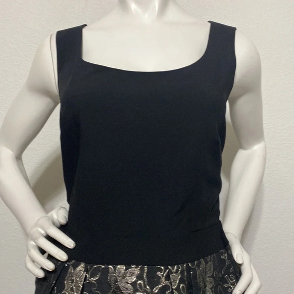 Lafayette 148 Black Gold Floral Sheath Dress Sleeveless - Picture 2 of 9